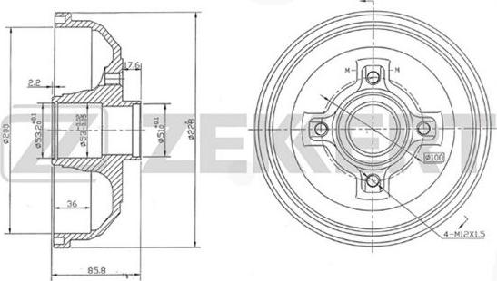 Zekkert BS-5208 - Tamburo freno autozon.pro