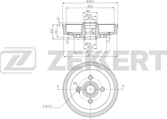 Zekkert BS-5235 - Tamburo freno autozon.pro