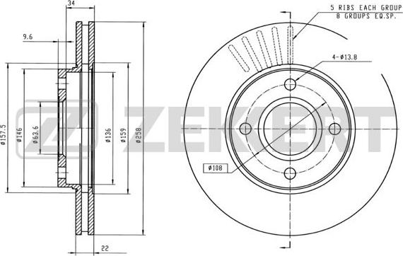 Zekkert BS-5222B - Discofreno autozon.pro