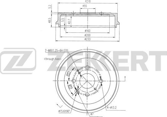 Zekkert BS-6435 - Tamburo freno autozon.pro