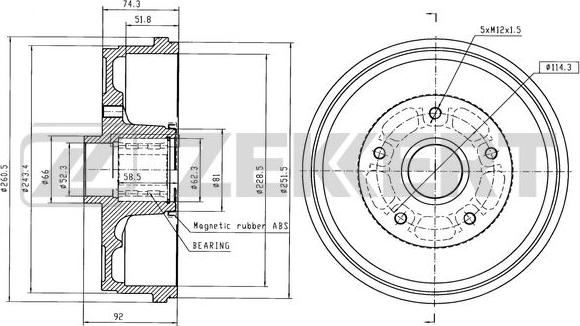 Zekkert BS-6547 - Tamburo freno autozon.pro