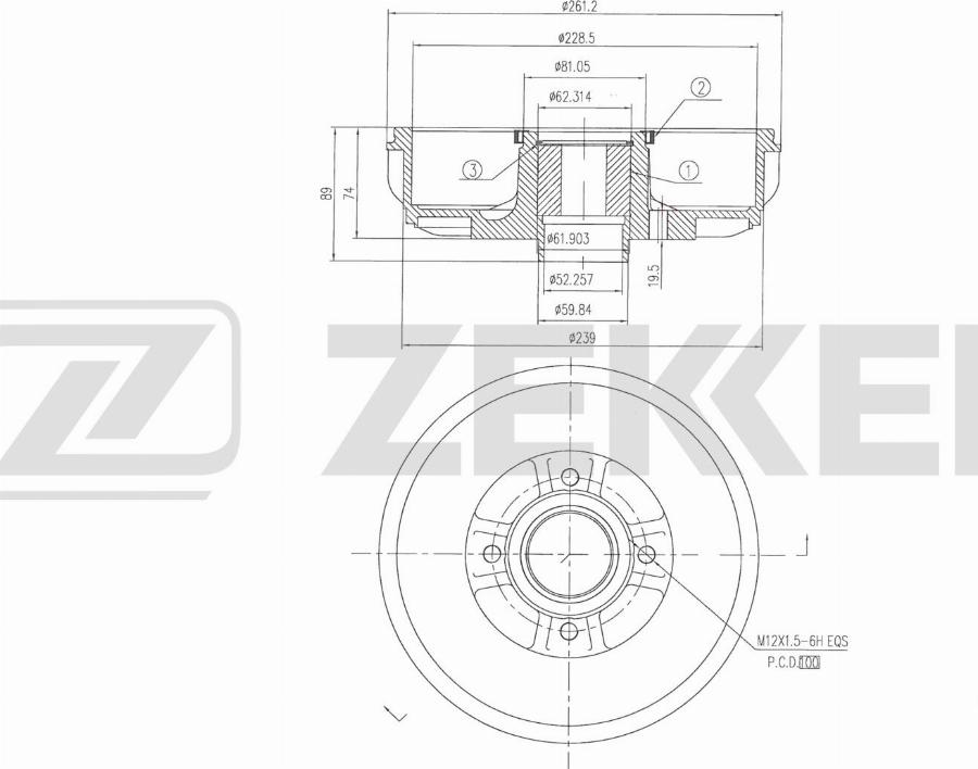 Zekkert BS-6651 - Tamburo freno autozon.pro