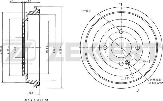 Zekkert BS-6622 - Tamburo freno autozon.pro