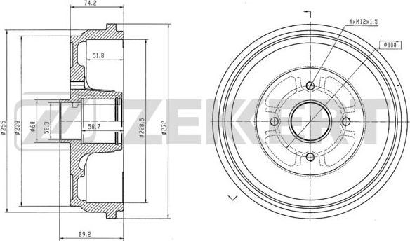 Zekkert BS-6035 - Tamburo freno autozon.pro