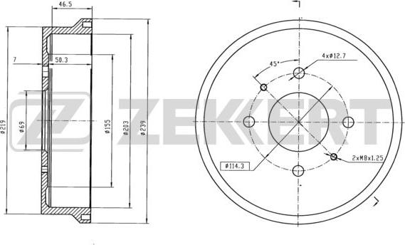 Zekkert BS-6036 - Tamburo freno autozon.pro