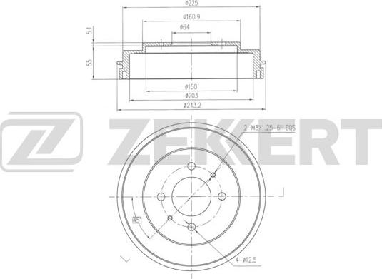 Zekkert BS-6354 - Tamburo freno autozon.pro