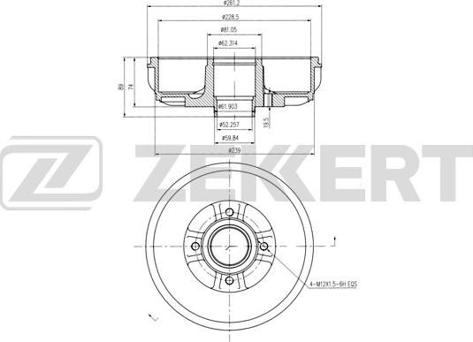 Zekkert BS-6322 - Tamburo freno autozon.pro