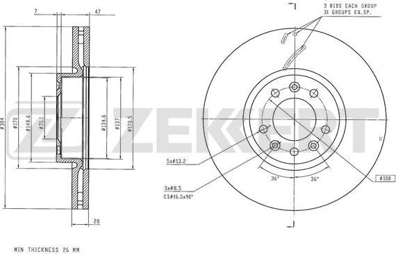 Zekkert BS-6292 - Discofreno autozon.pro