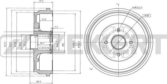 Zekkert BS-6265 - Tamburo freno autozon.pro