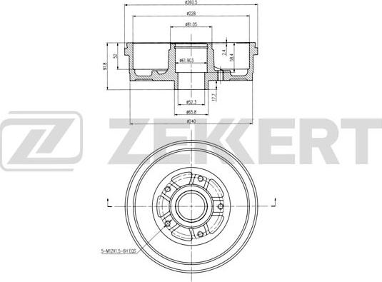 Zekkert BS-6282 - Tamburo freno autozon.pro