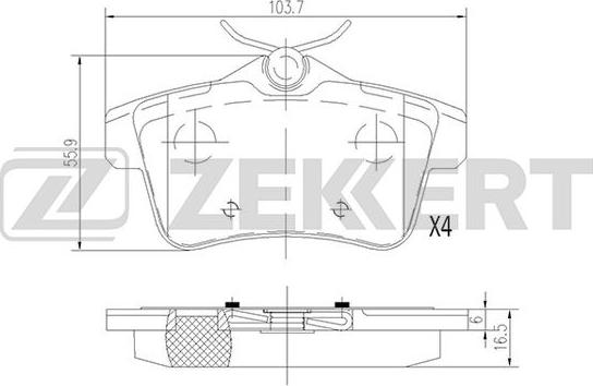 Zekkert BS-1944 - Kit pastiglie freno, Freno a disco autozon.pro