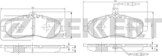 Zekkert BS-1943 - Kit pastiglie freno, Freno a disco autozon.pro