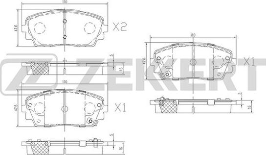 Zekkert BS-1956 - Kit pastiglie freno, Freno a disco autozon.pro