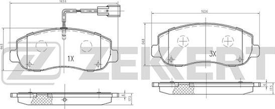 Zekkert BS-1951 - Kit pastiglie freno, Freno a disco autozon.pro