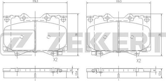 Zekkert BS-1985 - Kit pastiglie freno, Freno a disco autozon.pro