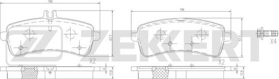 Zekkert BS-1413 - Kit pastiglie freno, Freno a disco autozon.pro