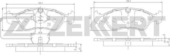 Zekkert BS-1488 - Kit pastiglie freno, Freno a disco autozon.pro