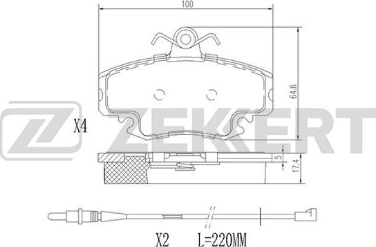 Zekkert BS-1482 - Kit pastiglie freno, Freno a disco autozon.pro