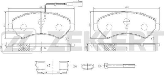 Zekkert BS-1696 - Kit pastiglie freno, Freno a disco autozon.pro