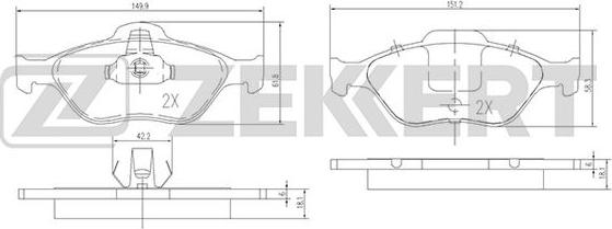 Zekkert BS-1652 - Kit pastiglie freno, Freno a disco autozon.pro