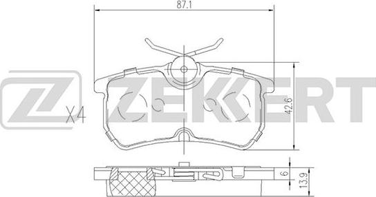 Zekkert BS-1662 - Kit pastiglie freno, Freno a disco autozon.pro