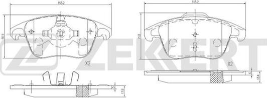 Zekkert BS-1686 - Kit pastiglie freno, Freno a disco autozon.pro