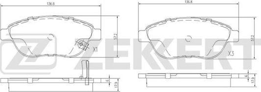 Zekkert BS-1688 - Kit pastiglie freno, Freno a disco autozon.pro