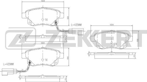 Zekkert BS-1682 - Kit pastiglie freno, Freno a disco autozon.pro