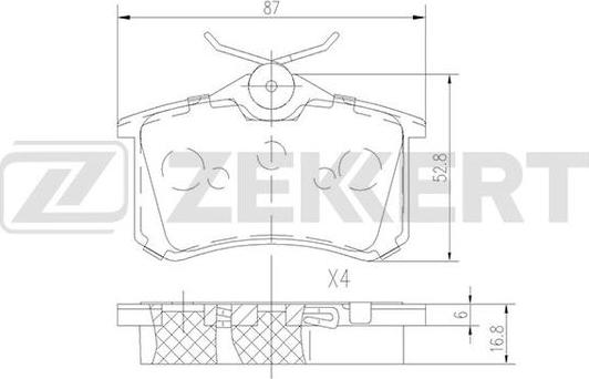 Zekkert BS-1687 - Kit pastiglie freno, Freno a disco autozon.pro