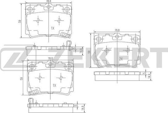 Zekkert BS-1637 - Kit pastiglie freno, Freno a disco autozon.pro