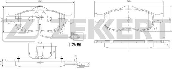 Zekkert BS-1620 - Kit pastiglie freno, Freno a disco autozon.pro