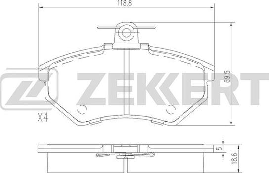 Zekkert BS-1098 - Kit pastiglie freno, Freno a disco autozon.pro