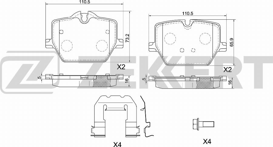 Zekkert BS-1092 - Kit pastiglie freno, Freno a disco autozon.pro