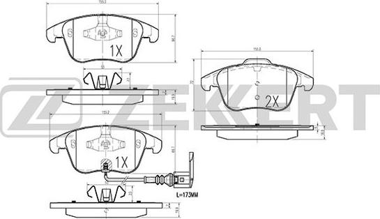 Zekkert BS-1009 - Kit pastiglie freno, Freno a disco autozon.pro