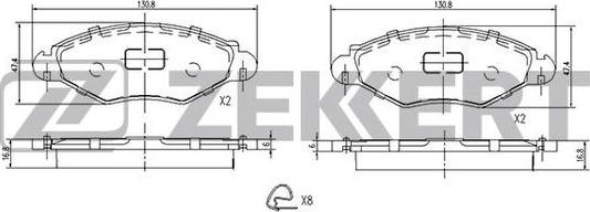 Zekkert BS-1034 - Kit pastiglie freno, Freno a disco autozon.pro