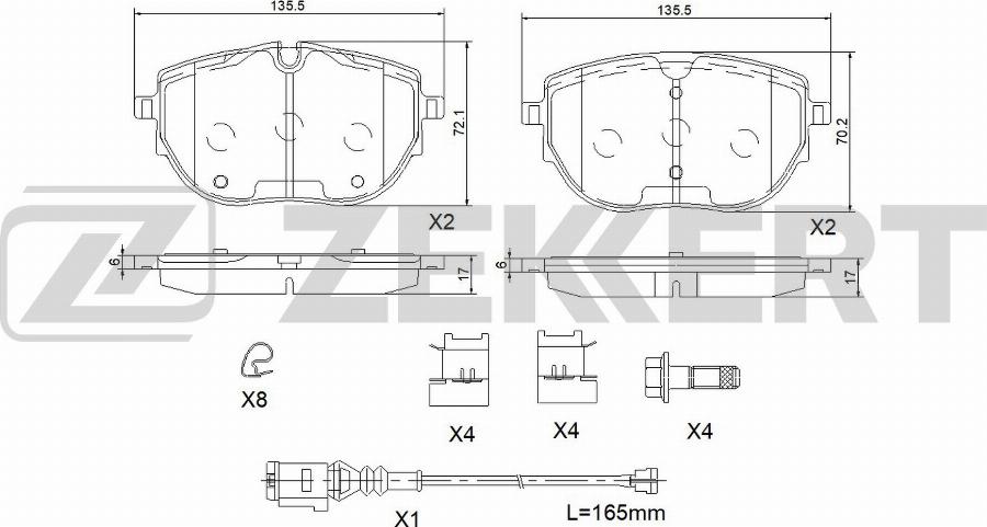 Zekkert BS-1190 - Kit pastiglie freno, Freno a disco autozon.pro