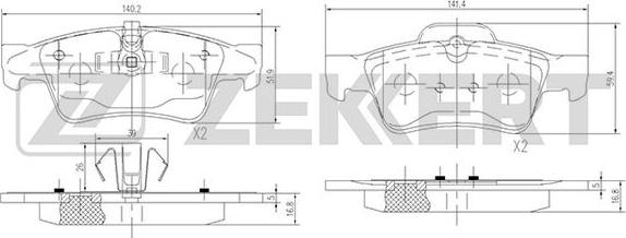 Zekkert BS-1145 - Kit pastiglie freno, Freno a disco autozon.pro