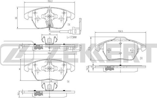 Zekkert BS-1141 - Kit pastiglie freno, Freno a disco autozon.pro