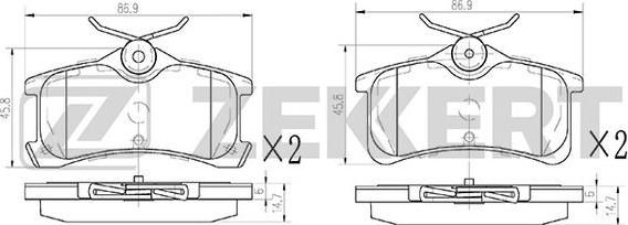 Zekkert BS-1147 - Kit pastiglie freno, Freno a disco autozon.pro