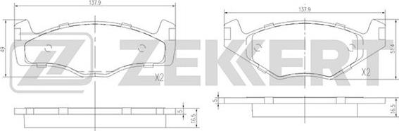 Zekkert BS-1154 - Kit pastiglie freno, Freno a disco autozon.pro