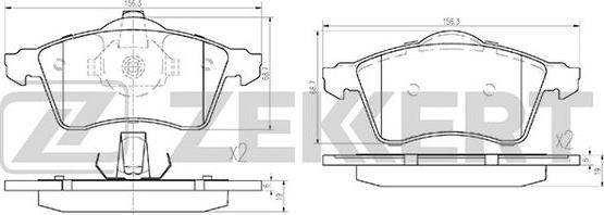 Zekkert BS-1157 - Kit pastiglie freno, Freno a disco autozon.pro