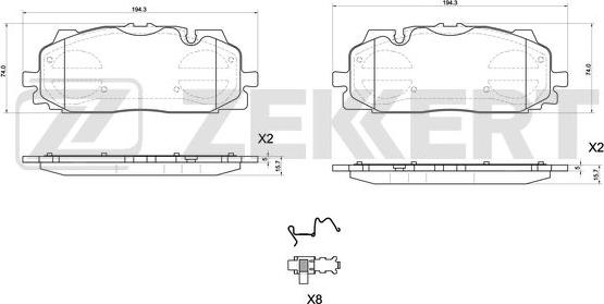 Zekkert BS-1164 - Kit pastiglie freno, Freno a disco autozon.pro