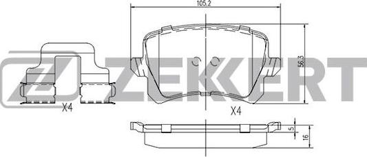 Zekkert BS-1168 - Kit pastiglie freno, Freno a disco autozon.pro