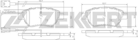 Zekkert BS-1167 - Kit pastiglie freno, Freno a disco autozon.pro