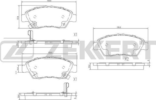 Zekkert BS-1109 - Kit pastiglie freno, Freno a disco autozon.pro