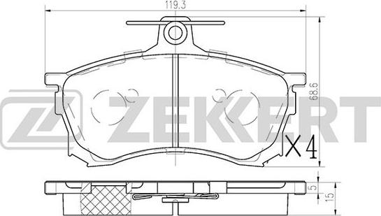 Zekkert BS-1115 - Kit pastiglie freno, Freno a disco autozon.pro