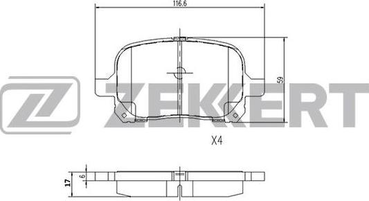 Zekkert BS-1116 - Kit pastiglie freno, Freno a disco autozon.pro