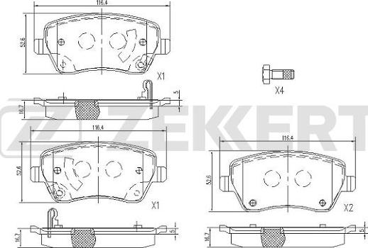 Zekkert BS-1113 - Kit pastiglie freno, Freno a disco autozon.pro