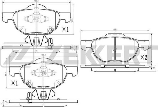 Zekkert BS-1125 - Kit pastiglie freno, Freno a disco autozon.pro