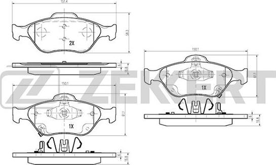 Zekkert BS-1120 - Kit pastiglie freno, Freno a disco autozon.pro